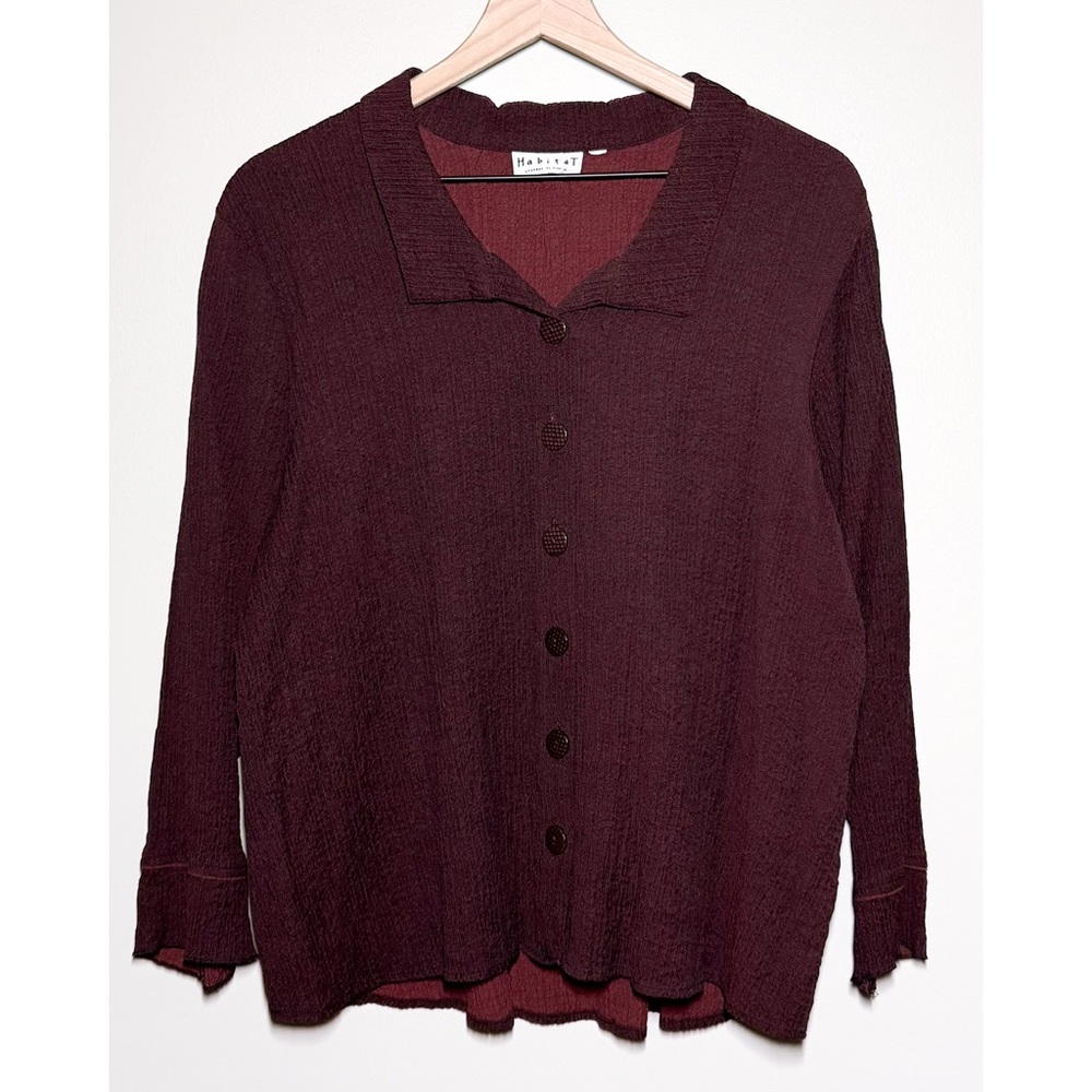 Habitat Crinkle Texture Button Shirt Blouse Women’s Size Large
